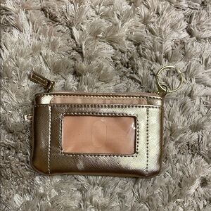 Metallic Rose Gold Card Holder Keychain